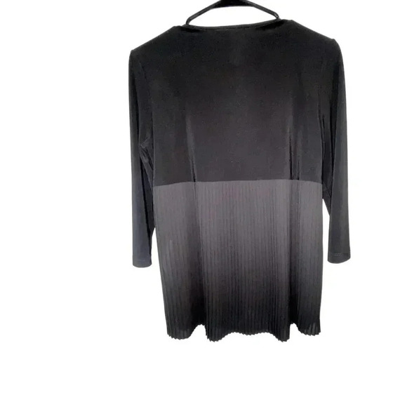 Joseph Ribkoff Black Crinkle Bottom Mid Sleeve Womens Blouse - Picture 2 of 5